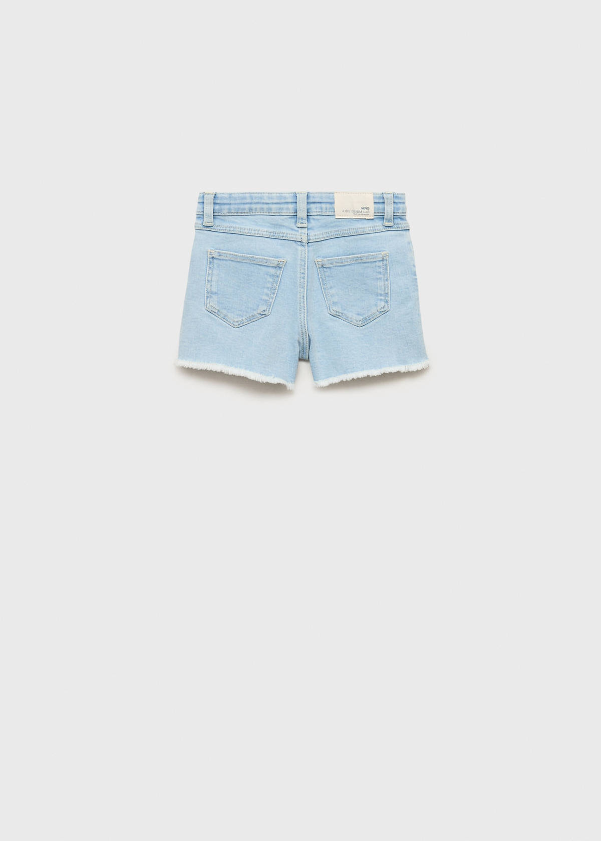Denim shorts with frayed hem — Light Blue