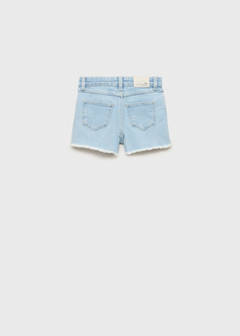 Denim shorts with frayed hem — Light Blue 5