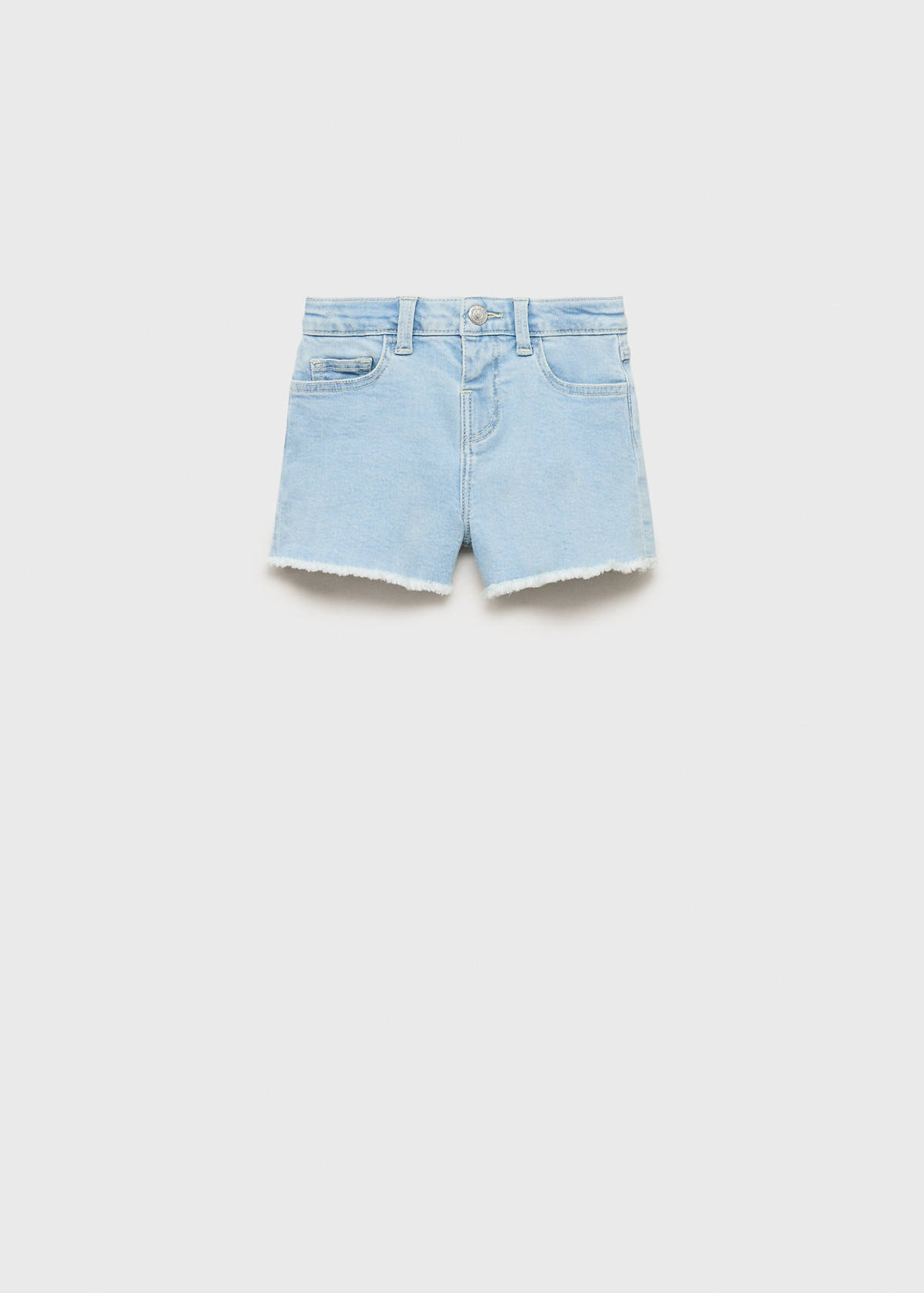 Denim shorts with frayed hem — Light Blue