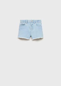 Denim shorts with frayed hem — Light Blue 2