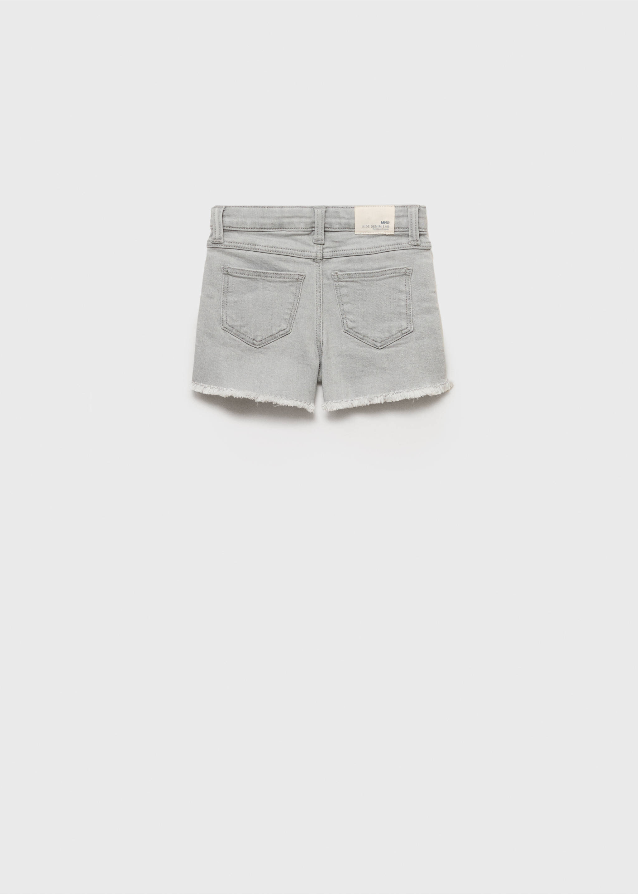 Shorts denim bajo deshilachado - Reverso del artículo, Gris. Ref: 87016349-00.