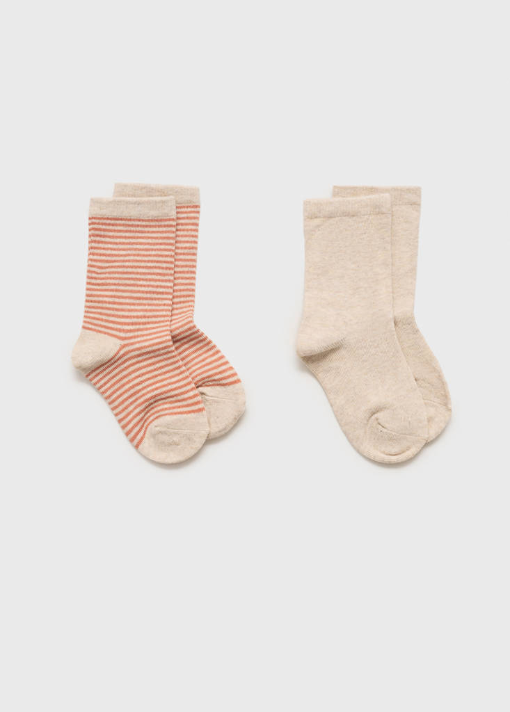 MANGO KIDS - Pack 2 paires de chaussettes combinées orange pastel - 3-4 ans - Bébé garçon