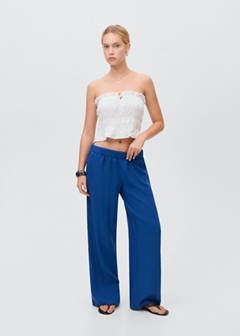 Straight linen-blend trousers — Blue 2