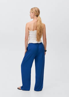 Straight linen-blend trousers — Blue 6