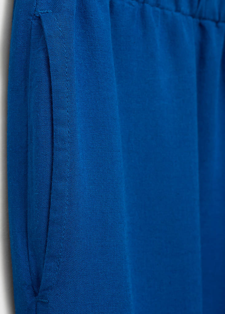 Straight linen-blend trousers — Blue