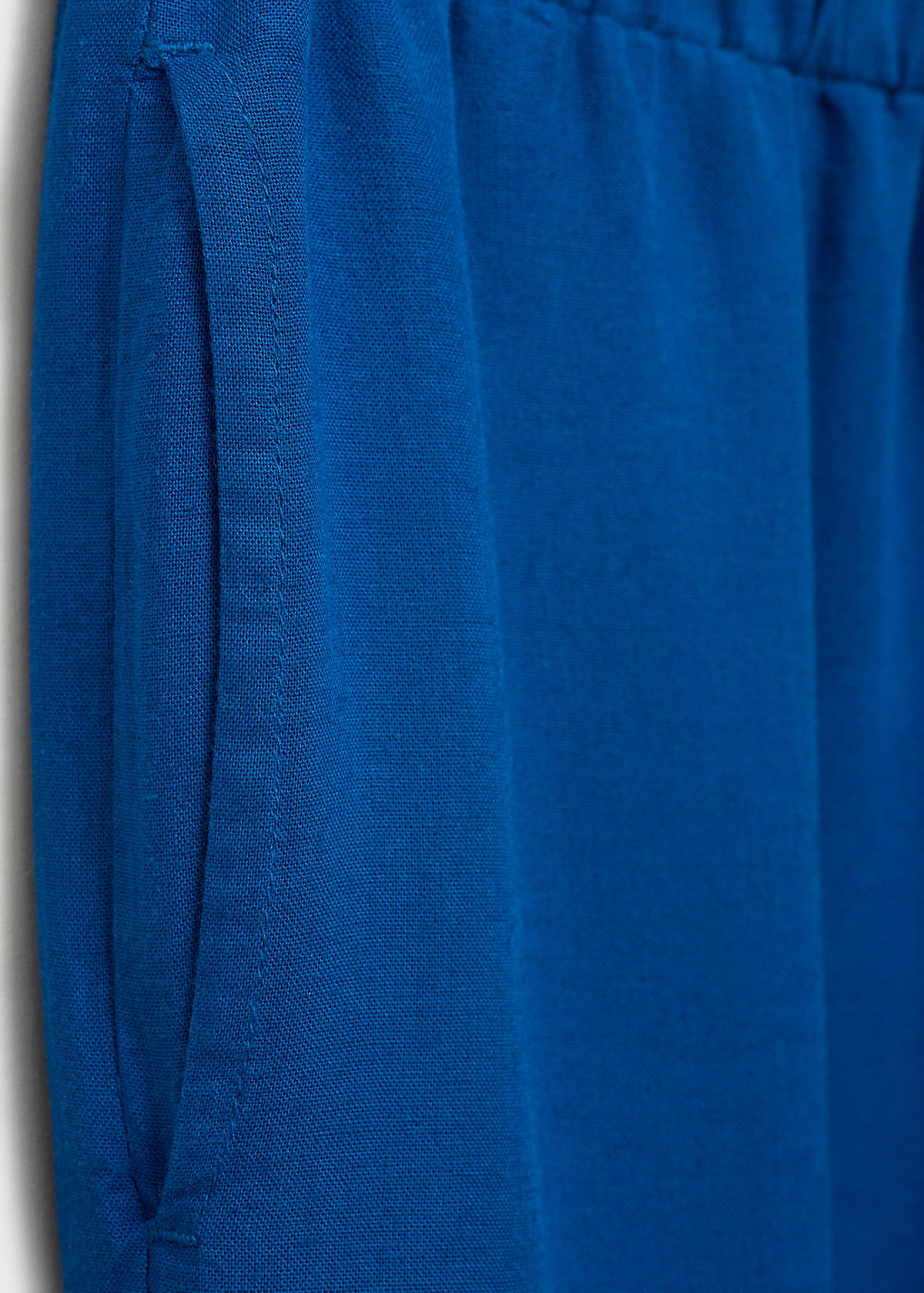 Straight linen-blend trousers — Blue