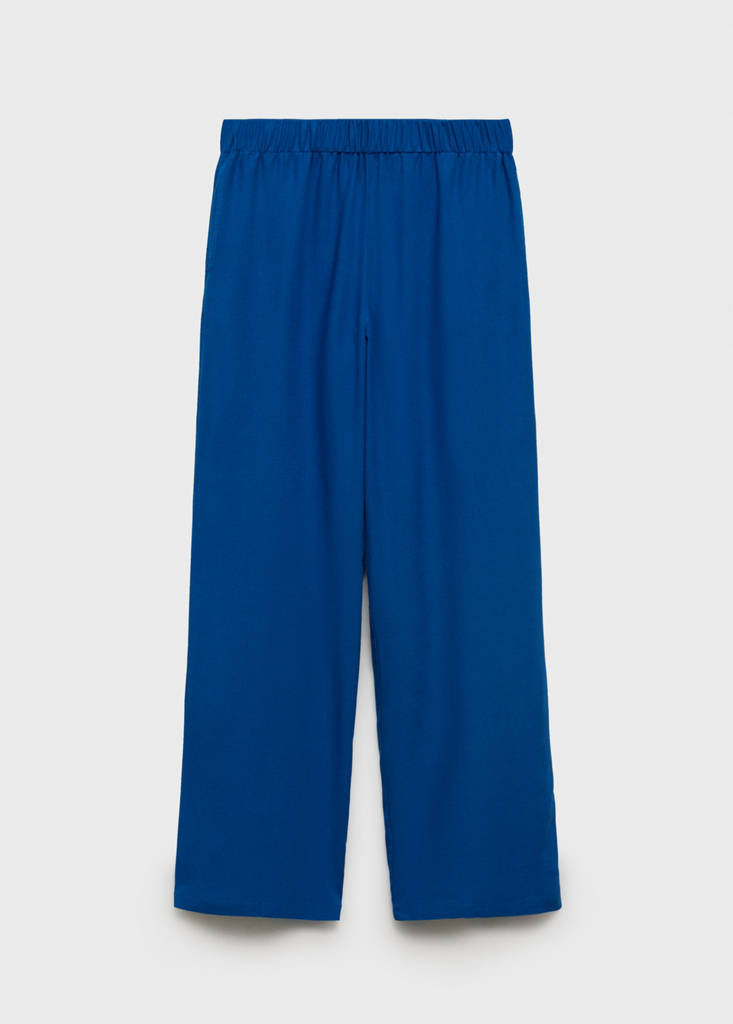 Straight linen-blend trousers — Blue