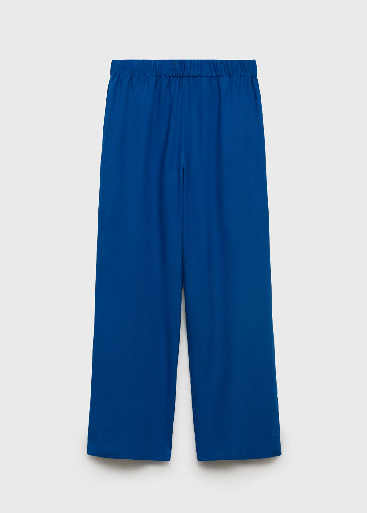 Straight linen-blend trousers — Blue