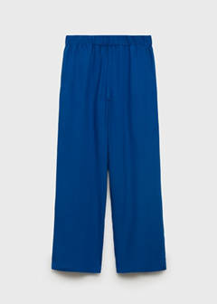 Straight linen-blend trousers — Blue 3