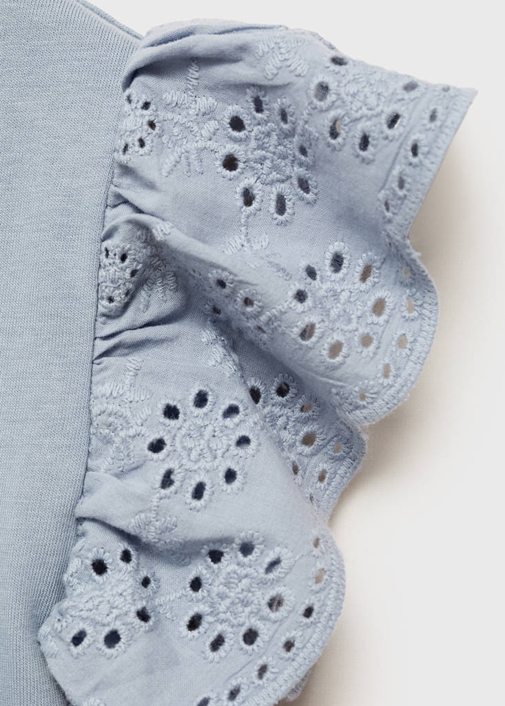 Frills embroidered t-shirt — Sky Blue