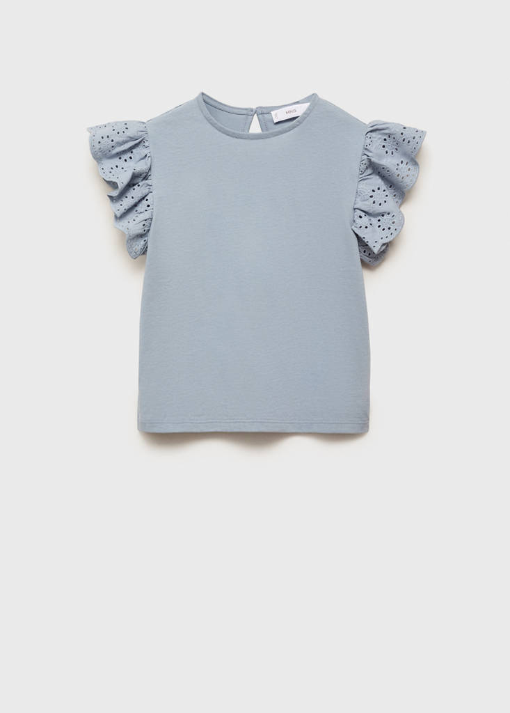 Frills embroidered t-shirt — Sky Blue
