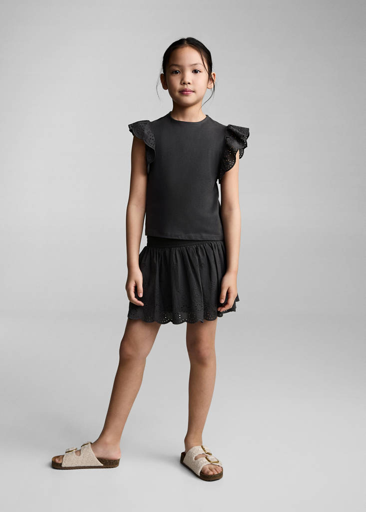 Frills embroidered t-shirt — Charcoal