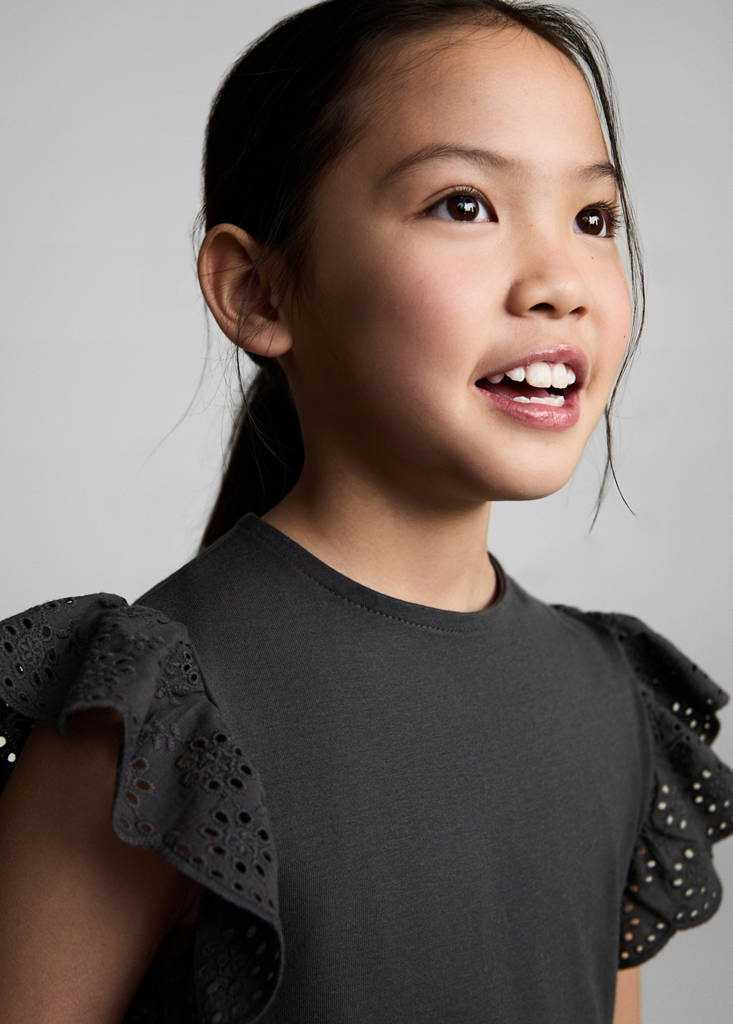 Frills embroidered t-shirt — Charcoal
