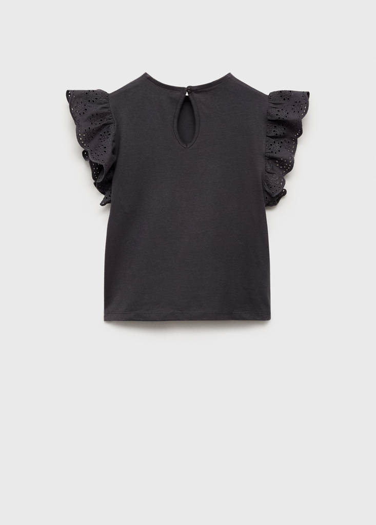 Frills embroidered t-shirt — Charcoal