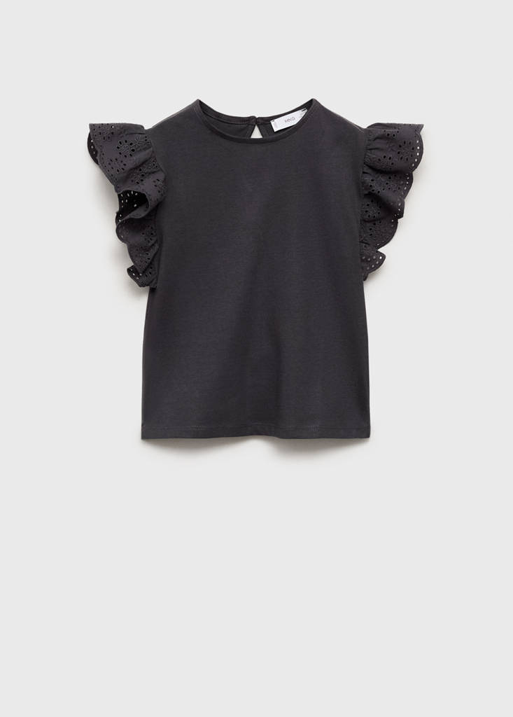 Frills embroidered t-shirt — Charcoal
