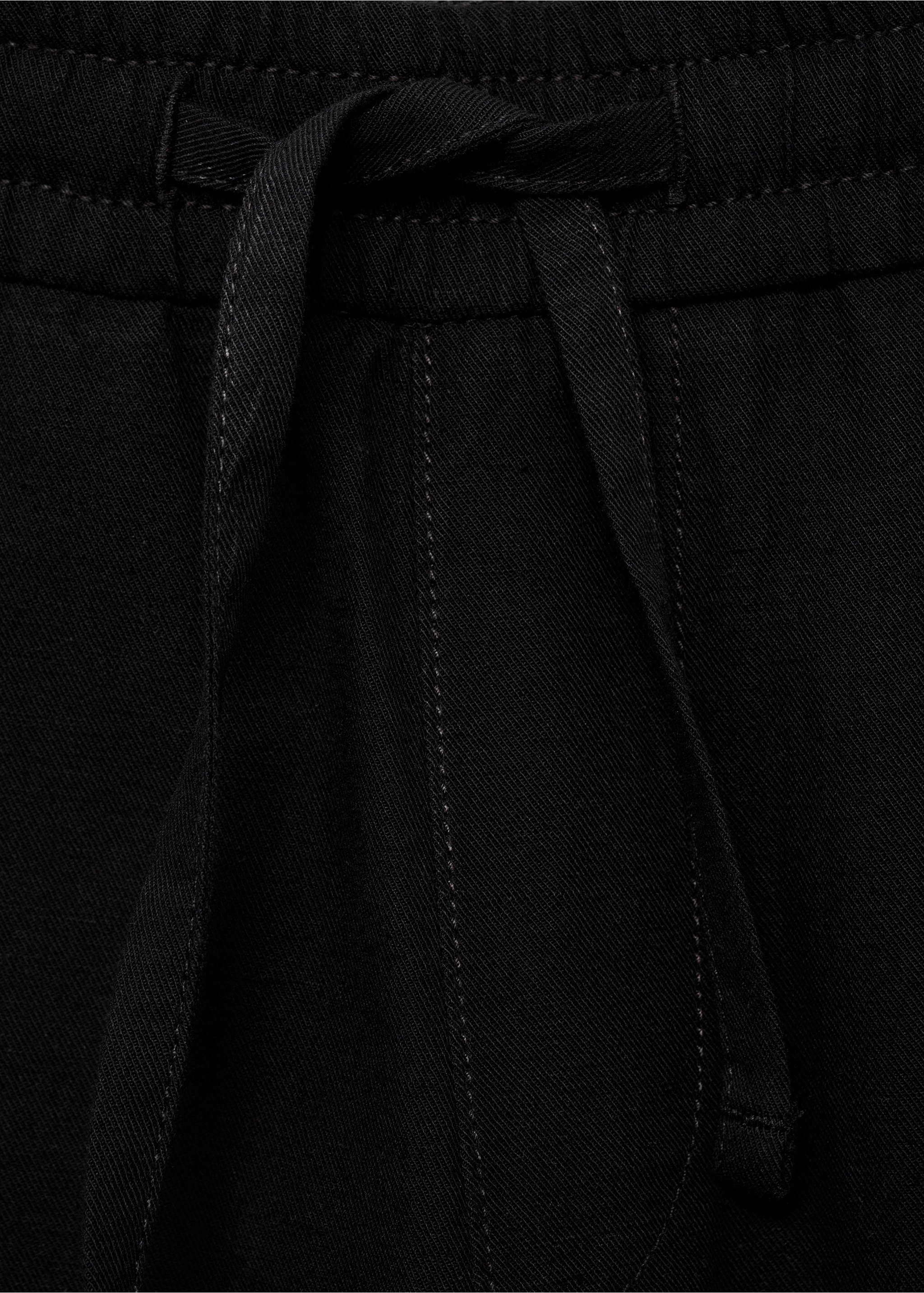 Linen jogger pants - Details of the article 8, Black. Ref: 87016358-00.