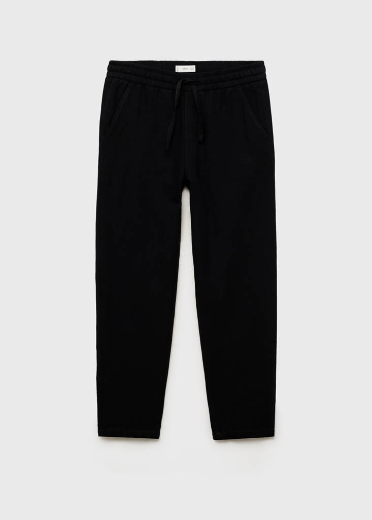 Linen jogger trousers — Black