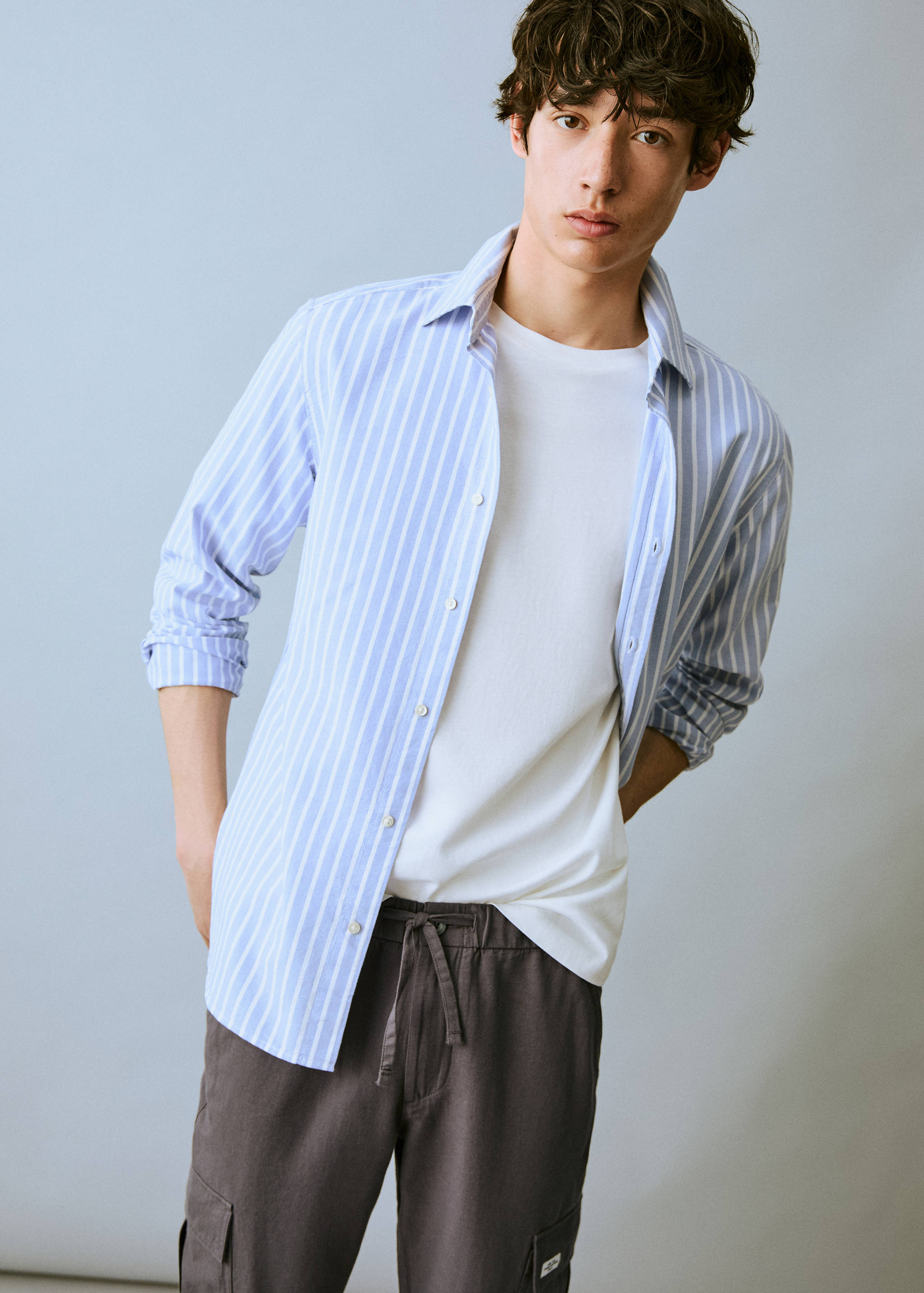 Cotton-linen cargo trousers - Medium plane