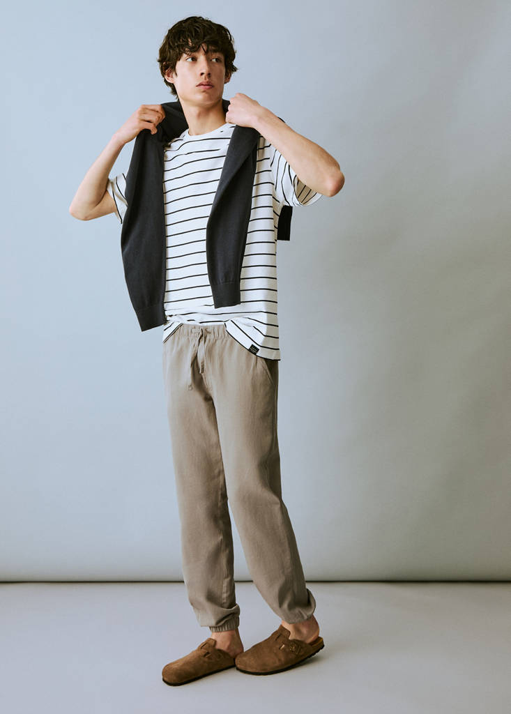 MANGO TEEN - Pantalon jogging lin coton kaki - XS - Garçon Teen