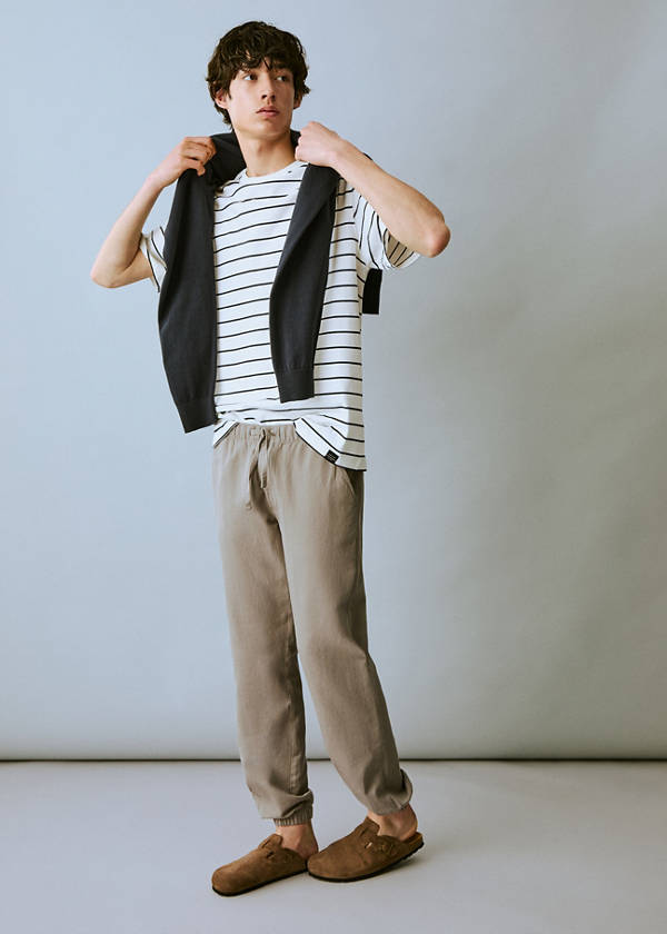 Cotton-linen jogger trousers — Khaki