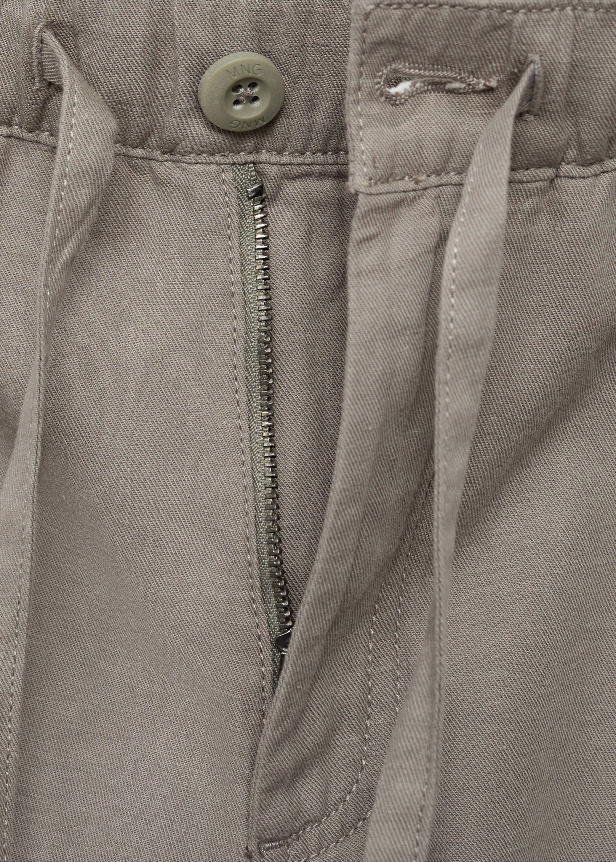 Keten pamuklu jogger pantolon - Ürün detayı 8, Haki Renk. Ref: 87016360-00.