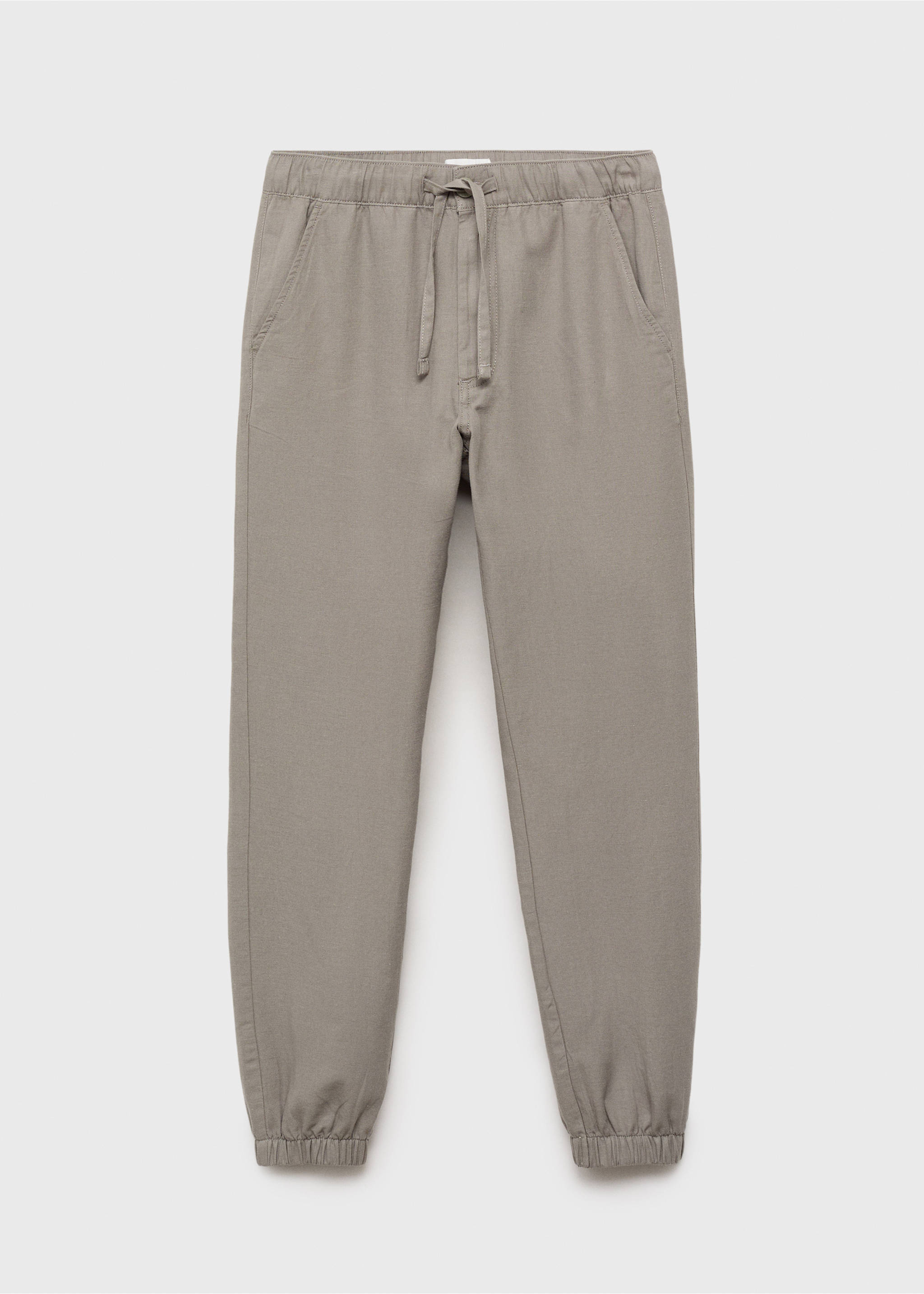 Keten pamuklu jogger pantolon - Modelsiz ürün, Haki Renk. Ref: 87016360-00.
