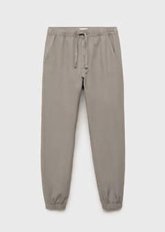 Cotton-linen jogger trousers — Khaki 2