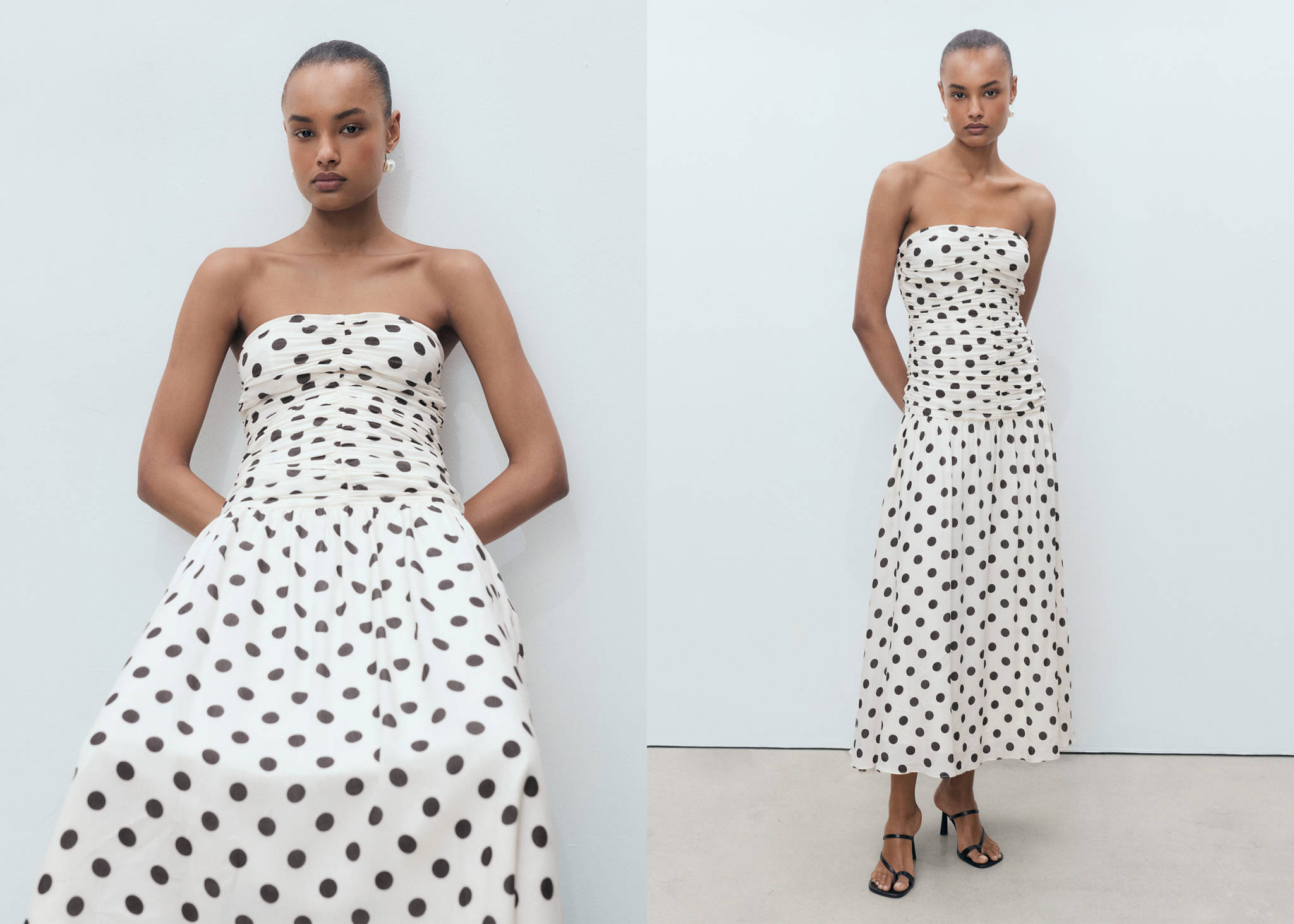 Polka-dot dress with draped body - Panoramic plane