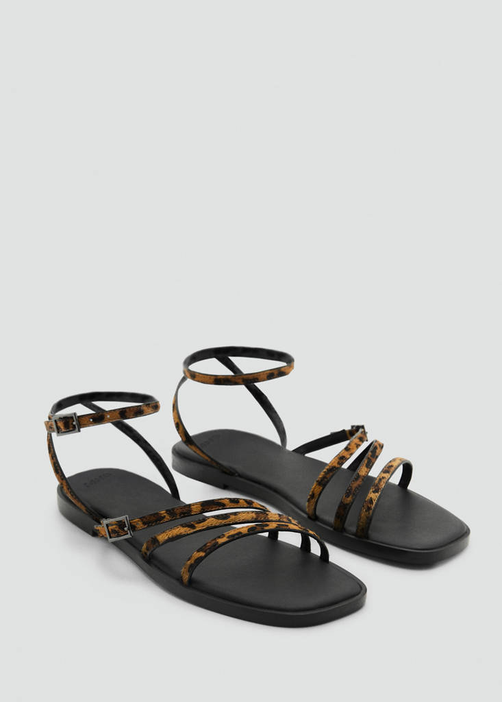 Animal-print sandals with straps