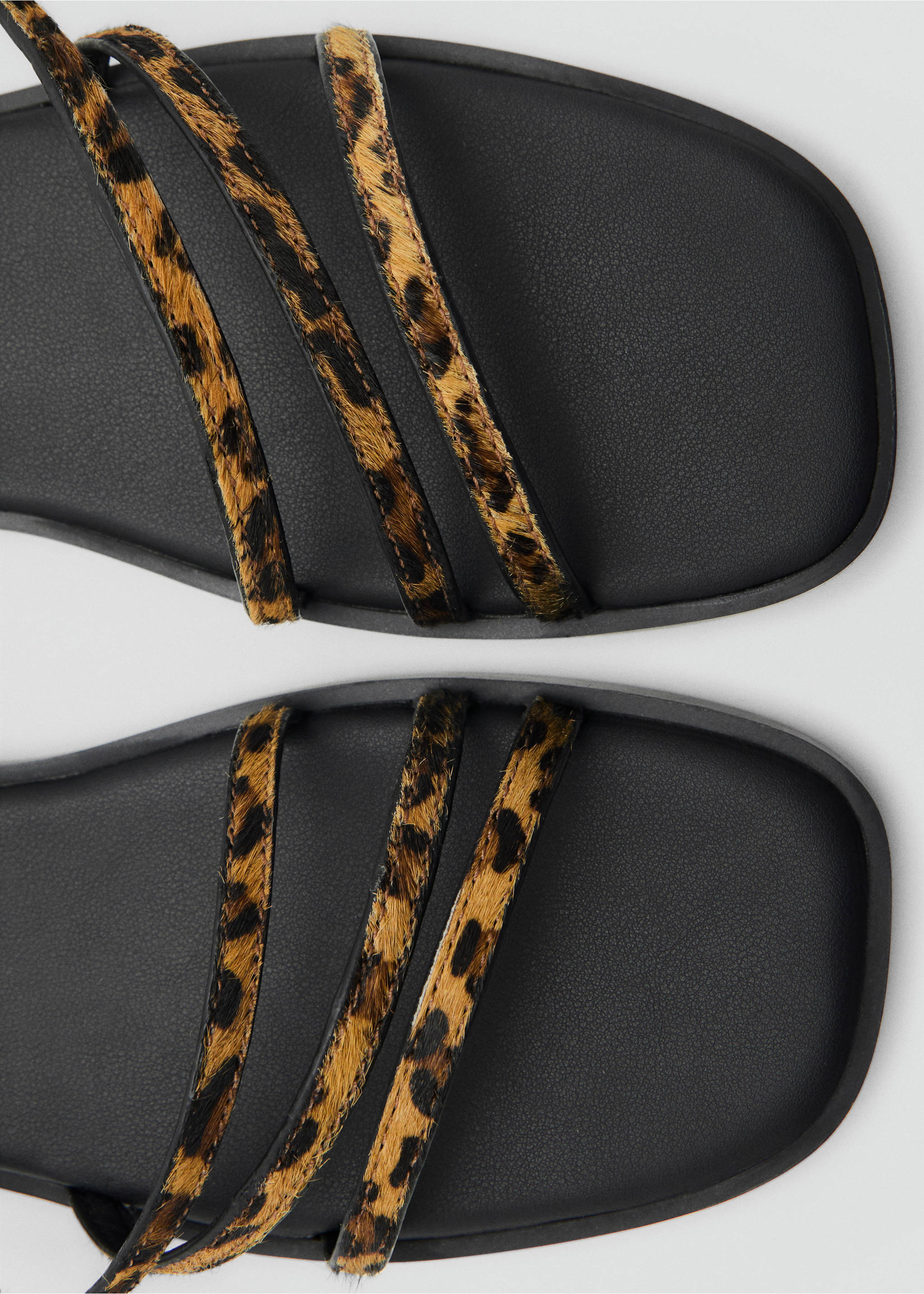 Animal-print sandals with straps - Details of the article 1, Black. Ref: 87016368-00.