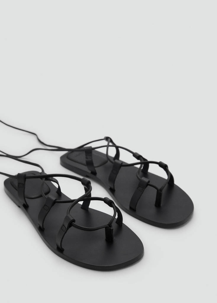 Leather straps sandals — Black