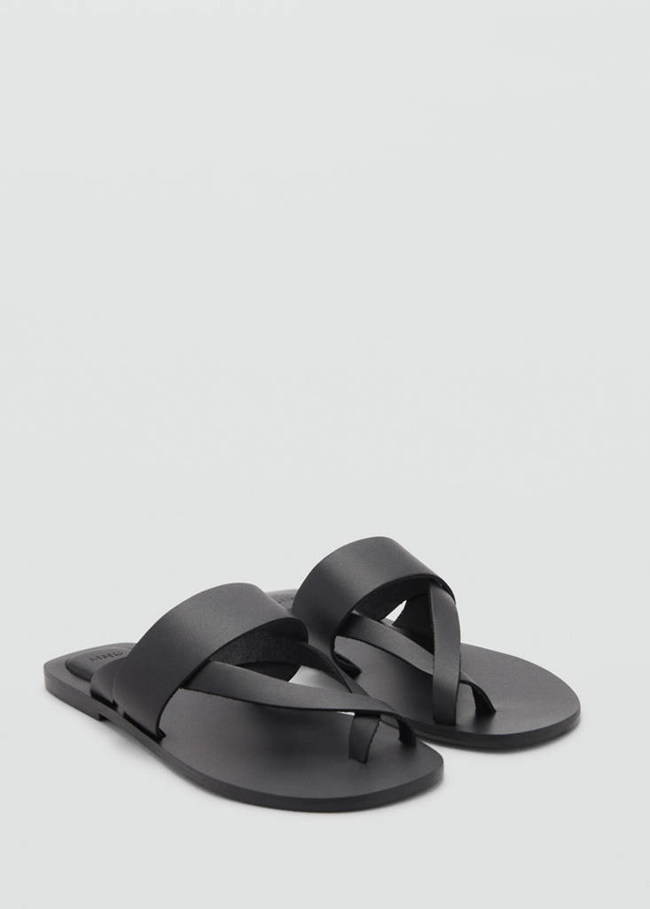 Leather straps sandals — Black