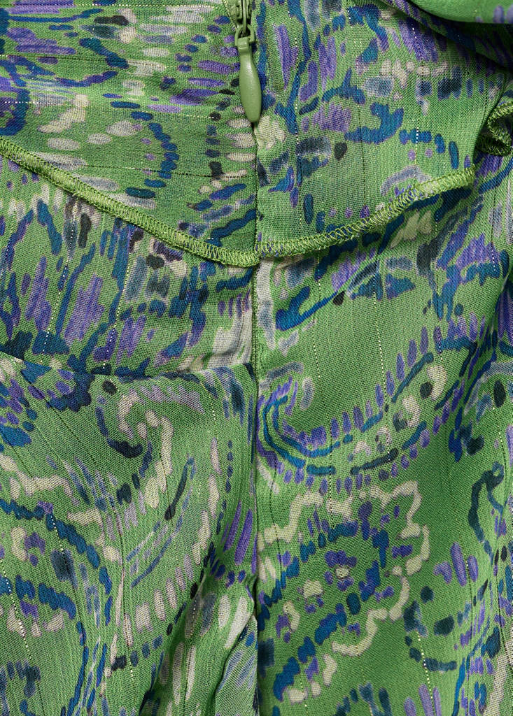 Ruffled printed dress — Green