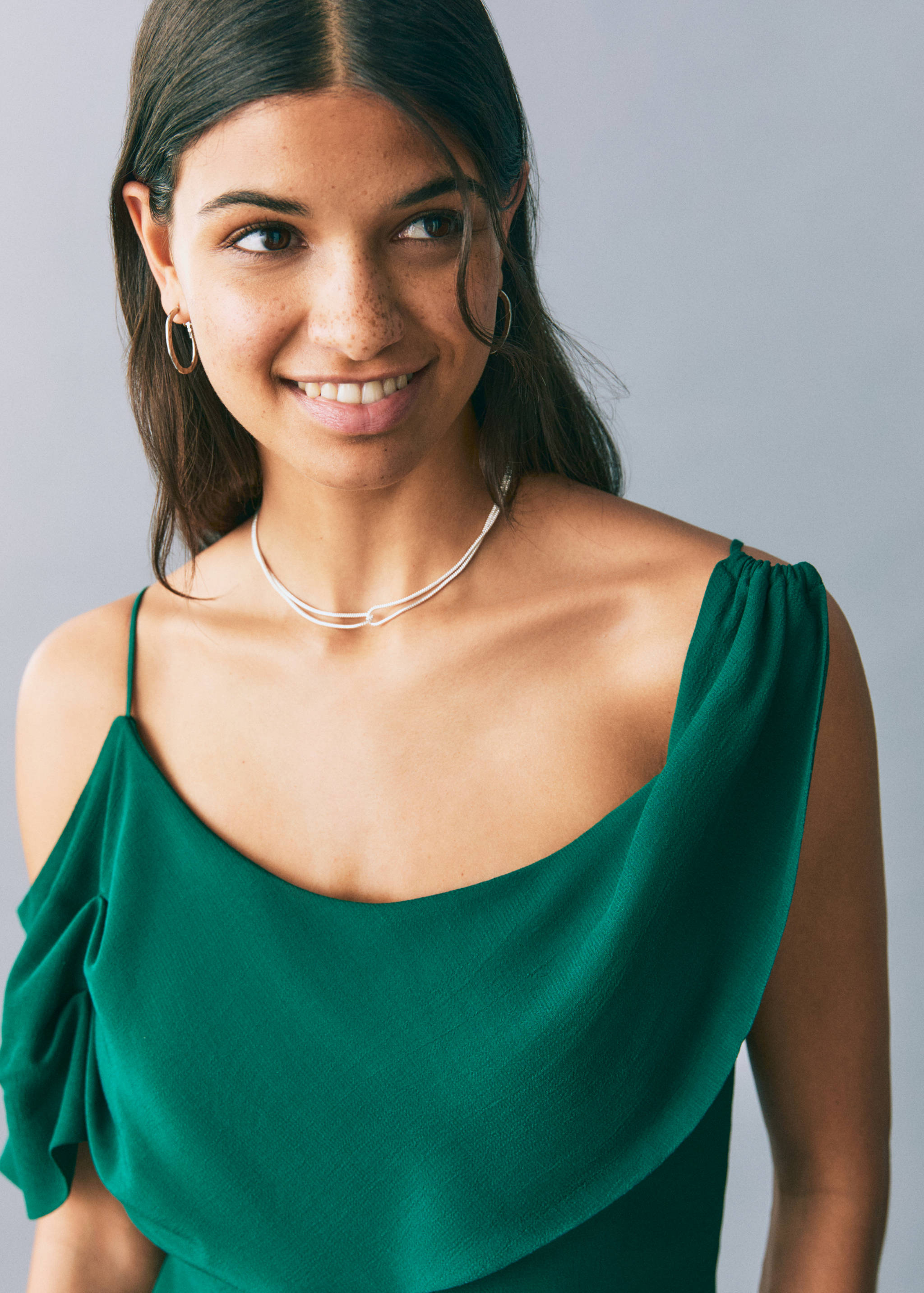 Асимметричное платье из шифона с воланом - Деталь изделия 1