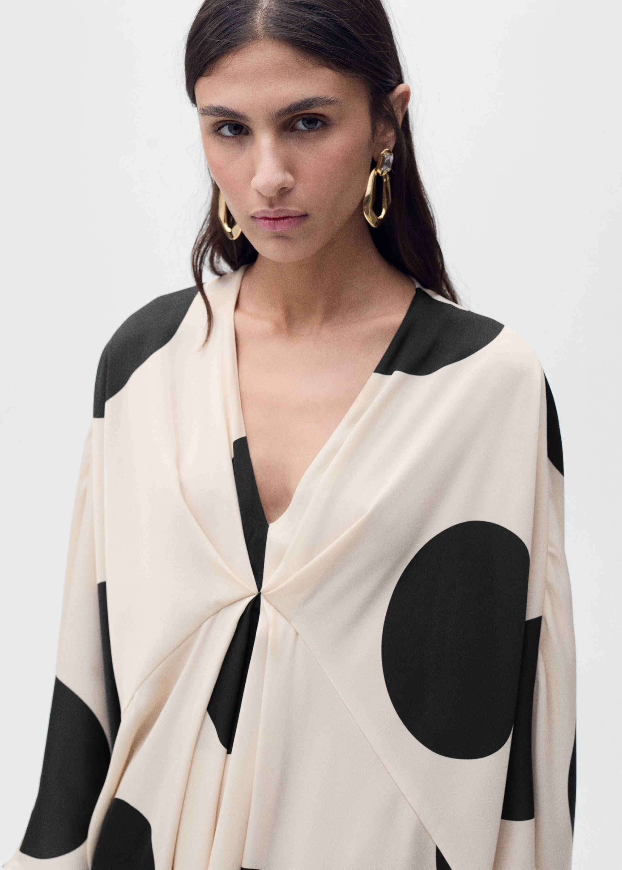 Polka-dot draped dress - Details of the article 1