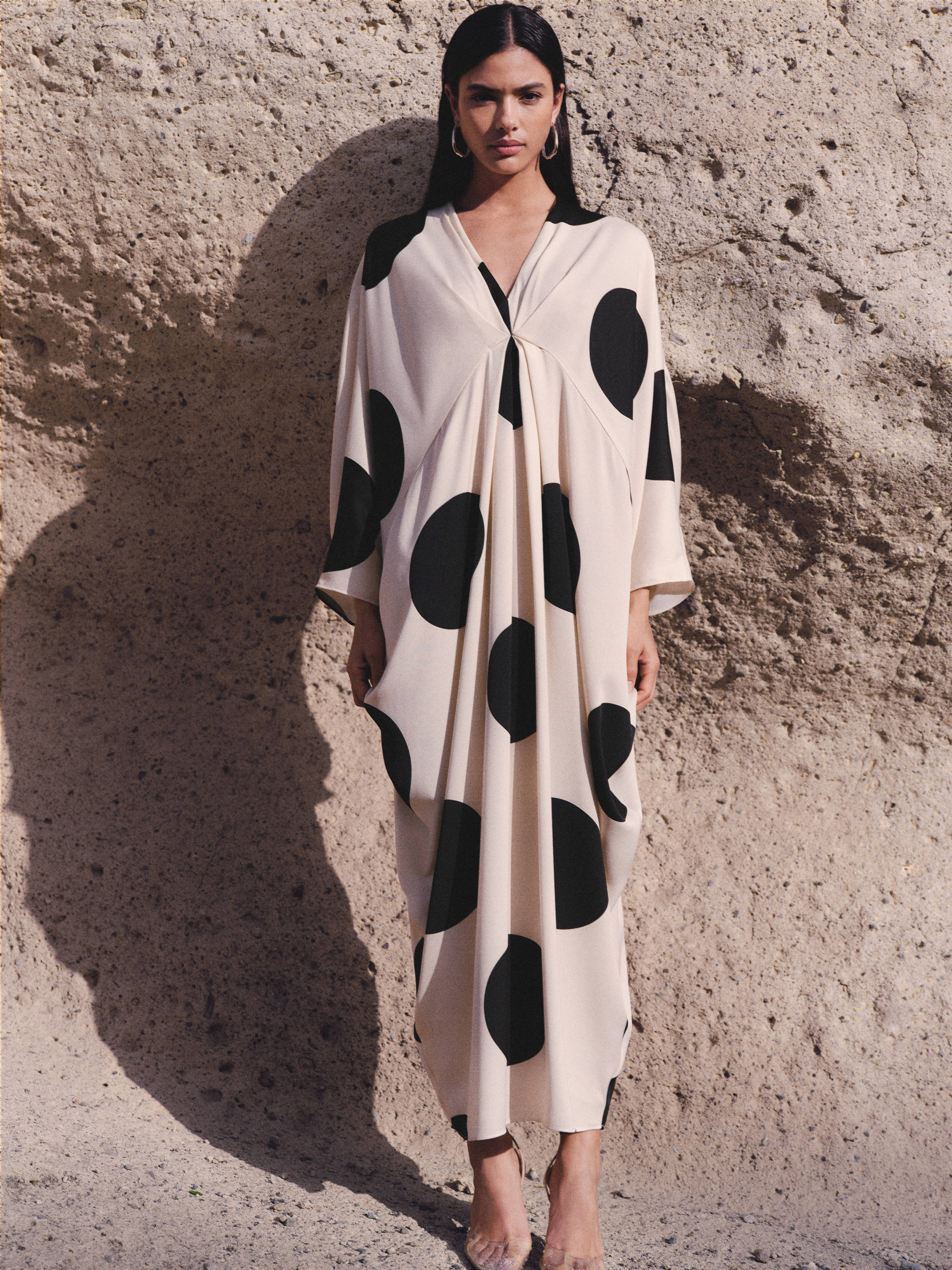 Polka-dot draped dress - Details of the article 6