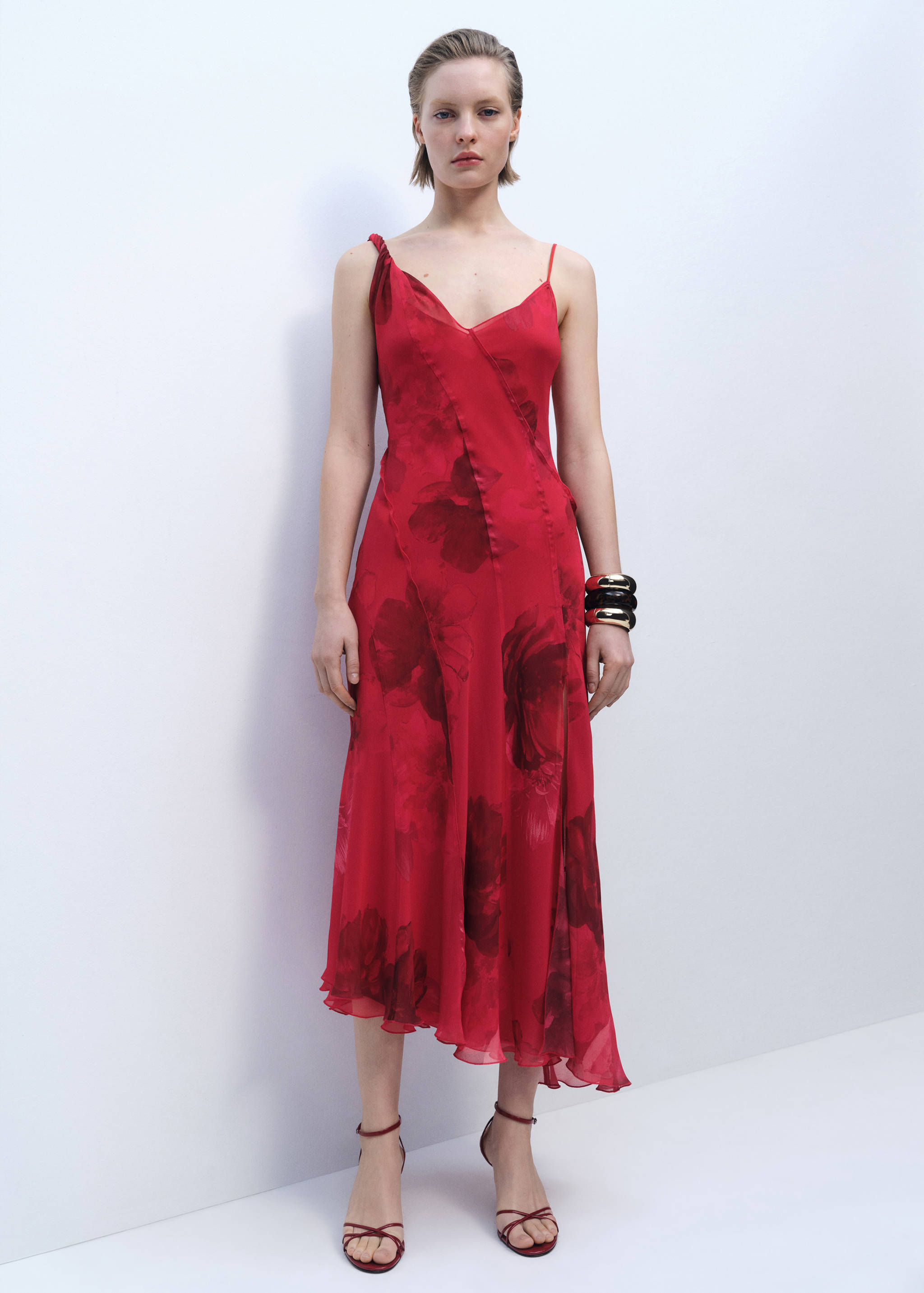 Φόρεμα ασύμμετρο φλοράλ - Γενικό πλάνο