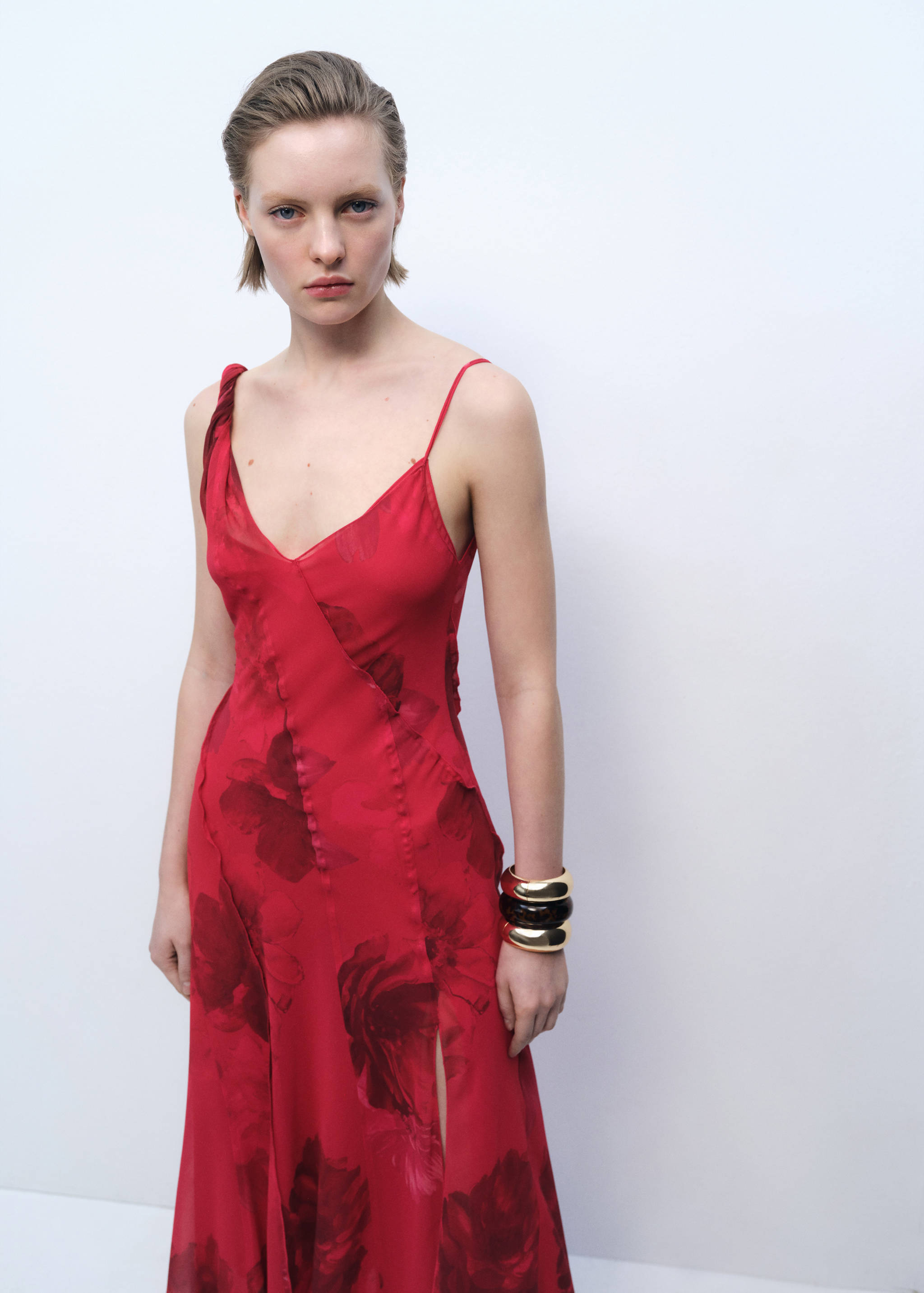 Φόρεμα ασύμμετρο φλοράλ - Μεσαίο πλάνο