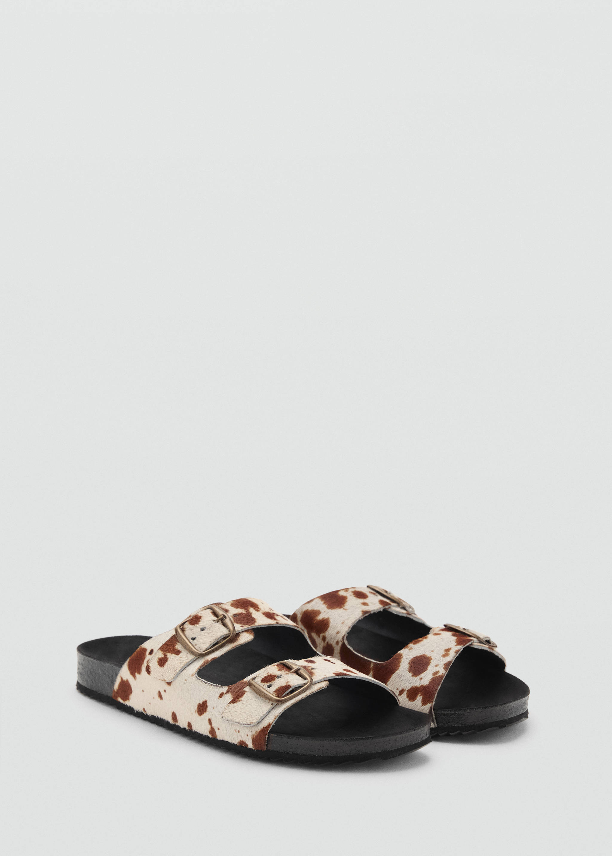 Animal-print leather sandals - Medium plane