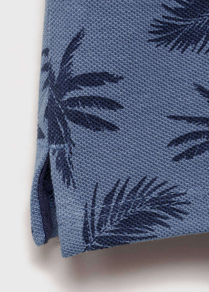 Printed cotton polo shirt — Blue