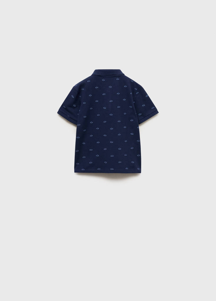 Printed cotton polo shirt — Dark Navy