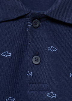 Printed cotton polo shirt — Dark Navy 2
