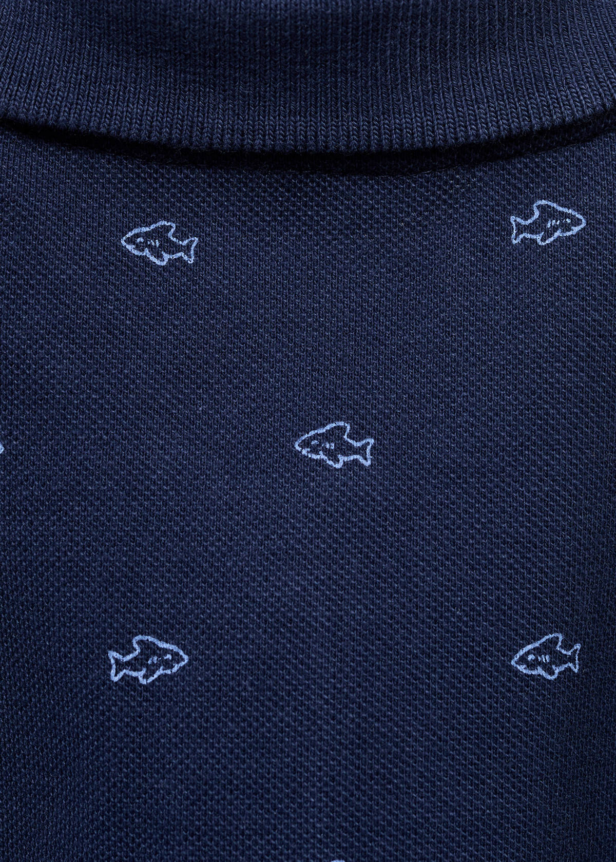 Printed cotton polo shirt — Dark Navy