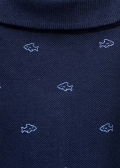 Printed cotton polo shirt — Dark Navy 4