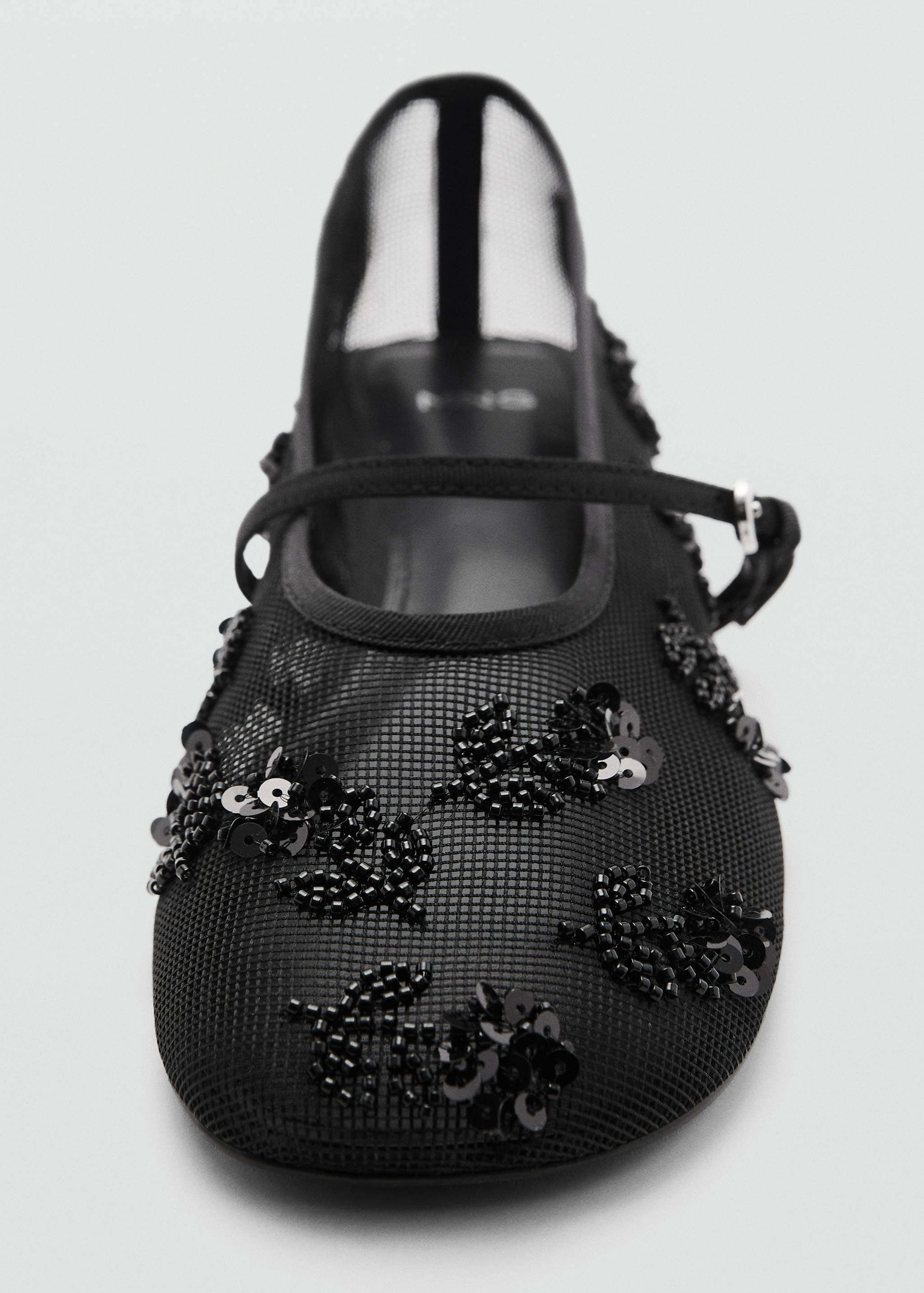 Mesh ballet flats with sequin-embroidered strap - Details of the article 3