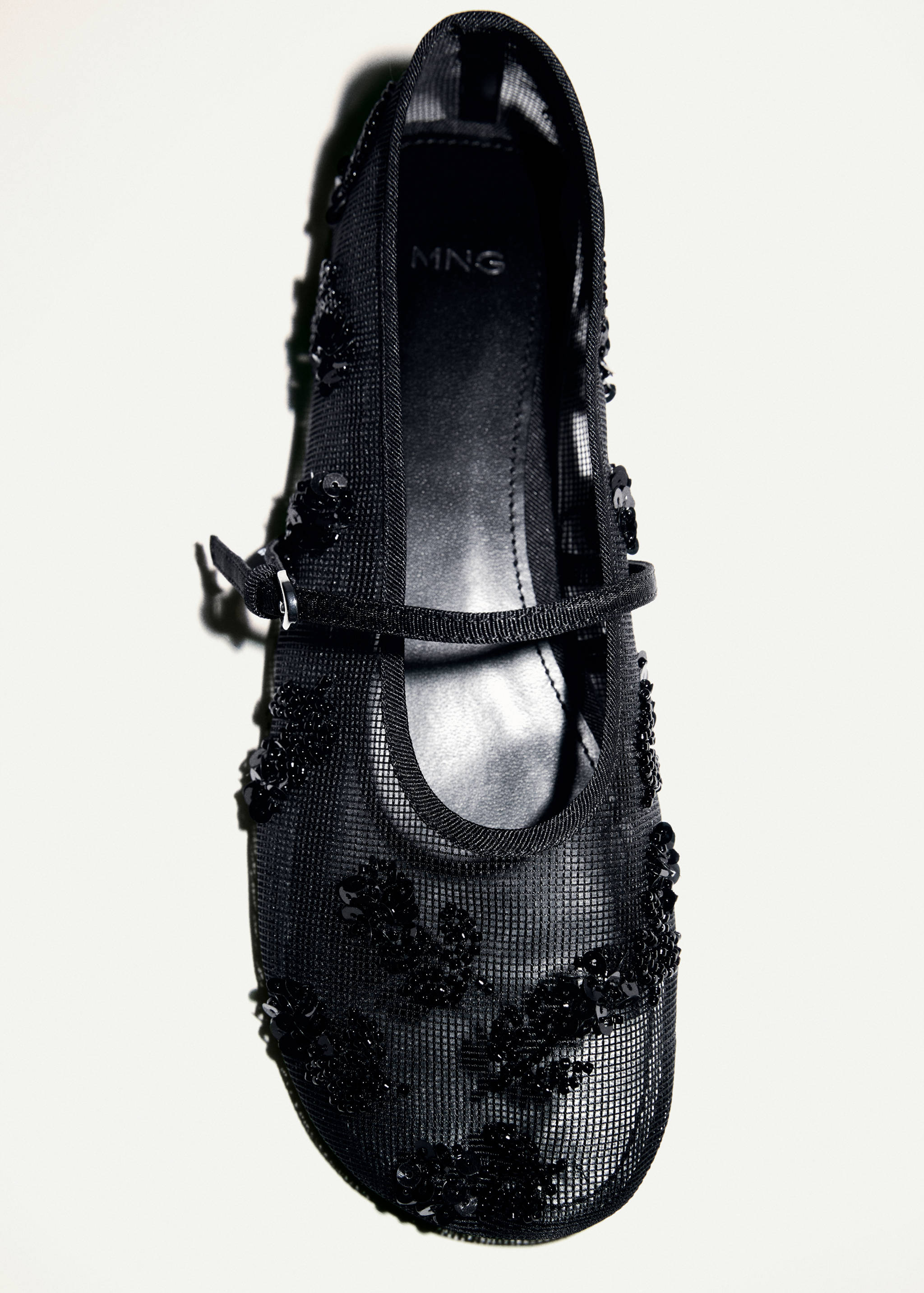 Mesh ballet flats with sequin-embroidered strap - Details of the article 5