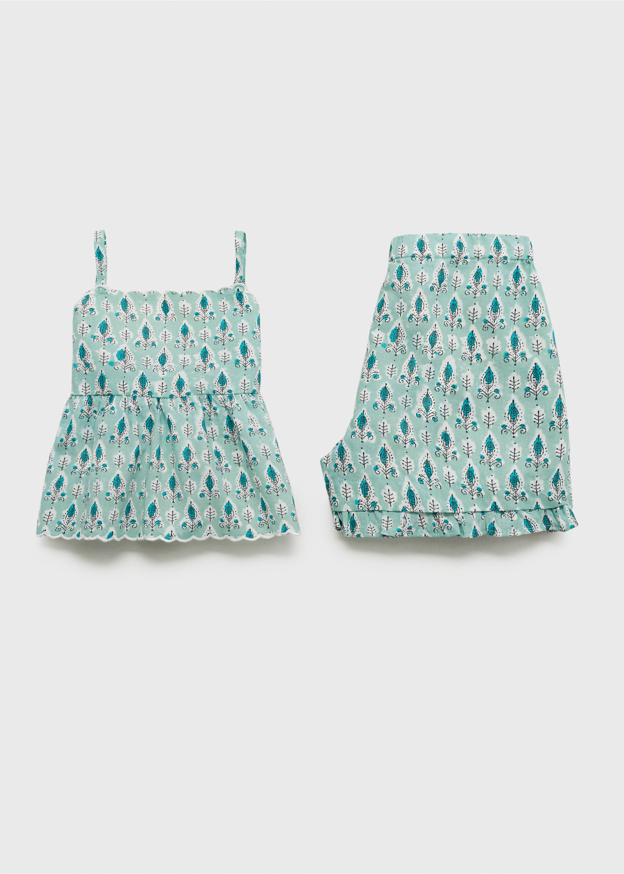 Printed short pyjamas - Details of the article 8, Green. Ref: 87016720-00.