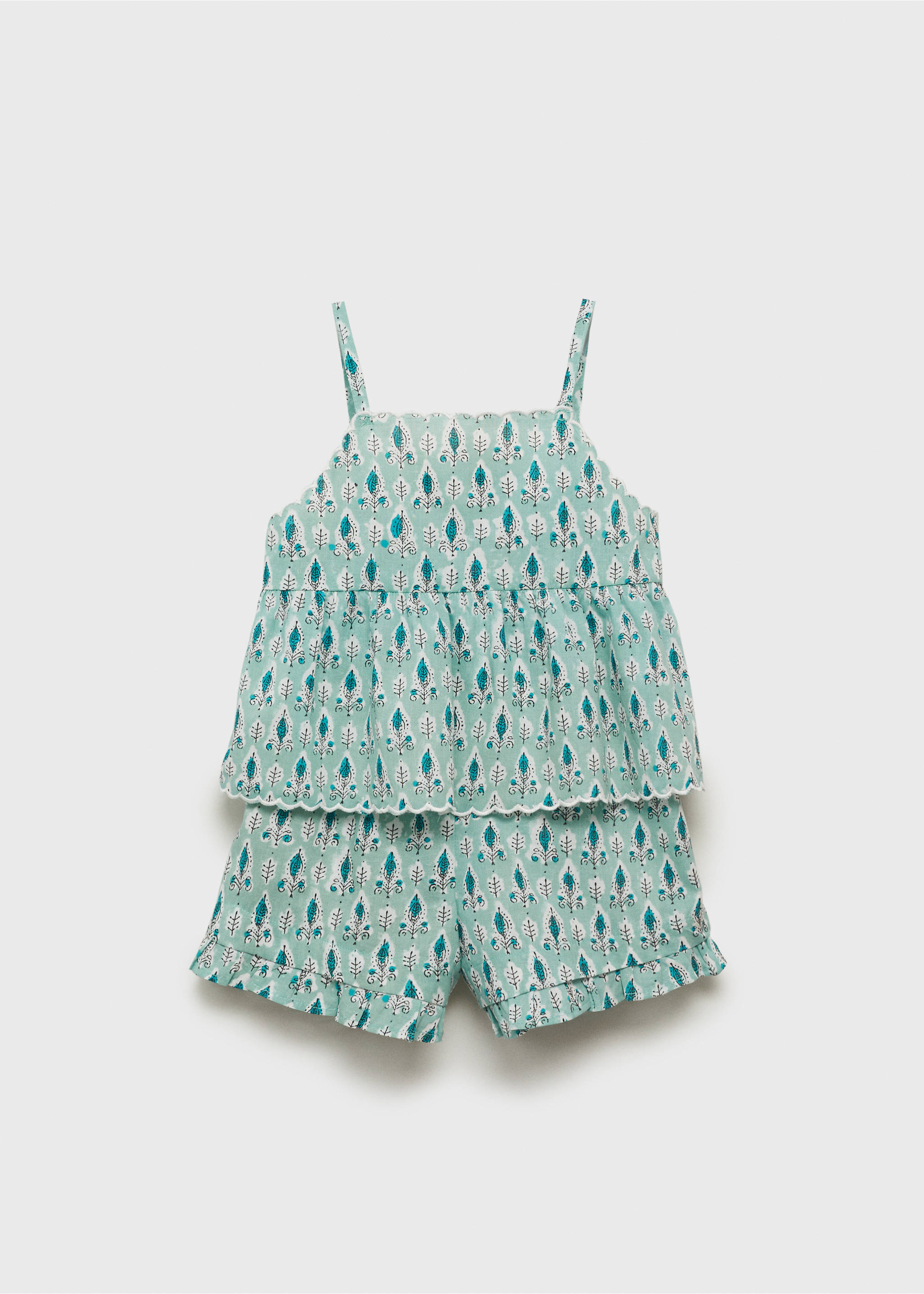 Printed short pyjamas - Article without model, Green. Ref: 87016720-00.