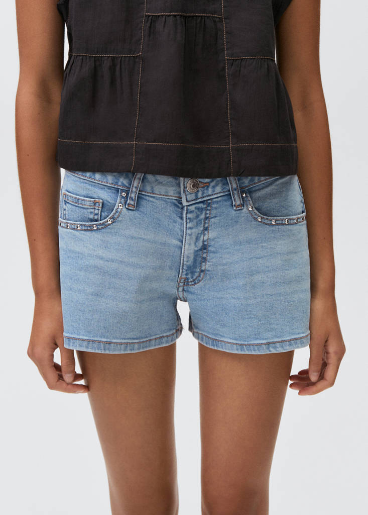 Studded low-waist shorts — Light Blue