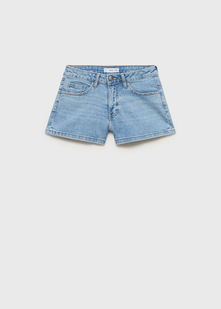 Studded low-waist shorts — Light Blue